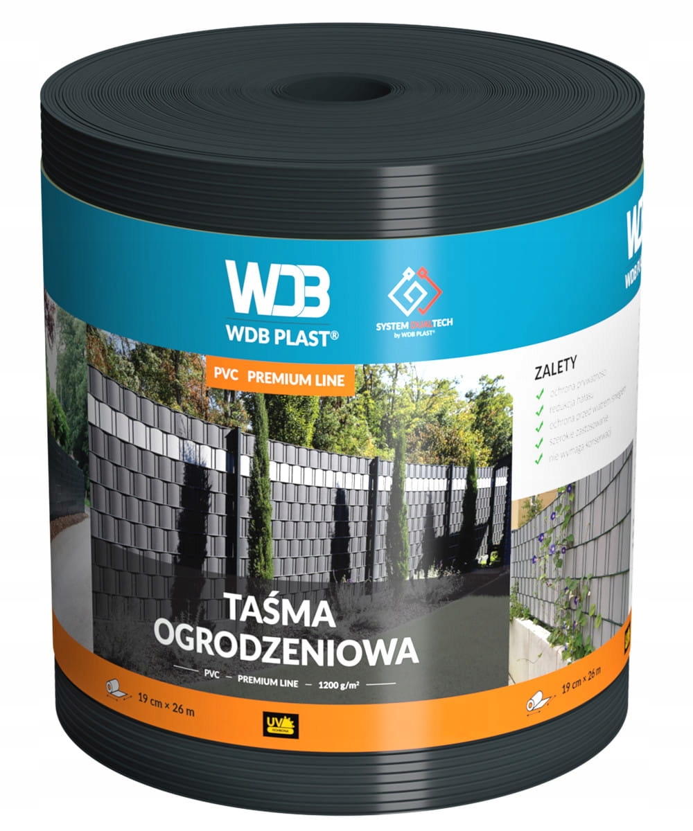 PVC PLOTOVÁ PÁSKA 1200g ANTRACITOVÁ 19cm NA GRAFITOVÝ PLOT